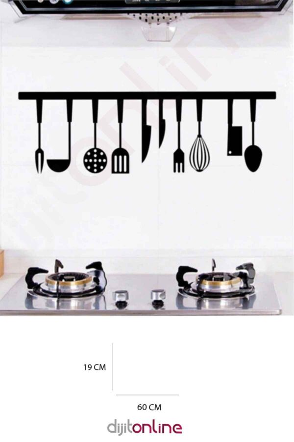 Restoran Mutfağı Dekorasyonu İçin Dekoratif Sticker - Home Sticker - Duvar Sticker - 60x19 Cm
