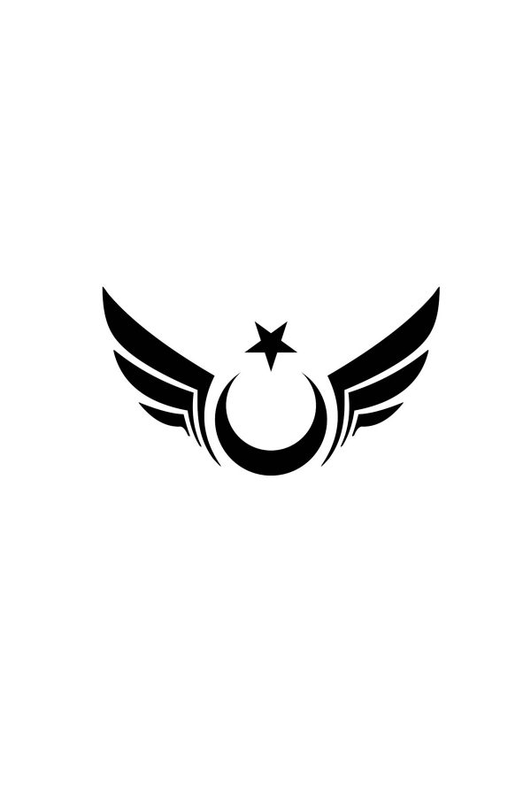Kanatlı Ay Yıldız Sticker Oto Cam Sticker - Oto Sticker - Araba Sticker - 20cm