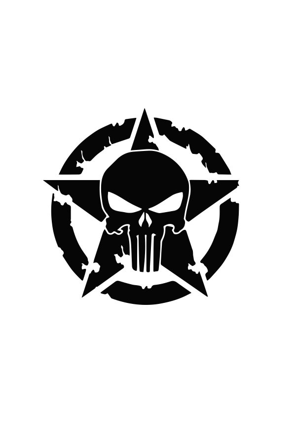 Army Star Punisher Askeri Yıldız Oto Sticker 28x28cm
