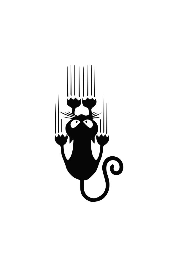 Kayan Kedi Oto Sticker Siyah 11x23cm