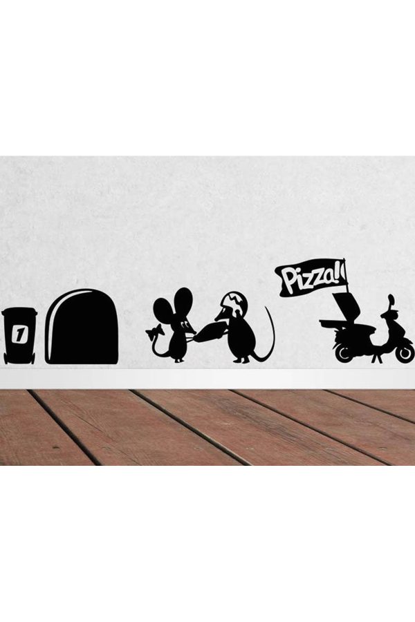 Pizzacı Fare Duvar Sticker - Home Sticker - Duvar Sticker