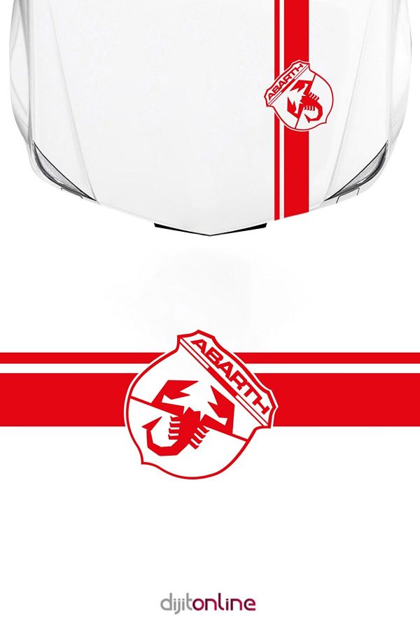 Otomobiller İçin Abarth Sport Şerit Kaput Çıkartma Sticker - Oto Sticker - Araba Sticker - 115x25cm