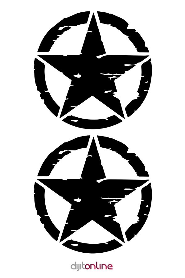 2 Adet Army Star - Askeri Yıldız Off Road Sticker 10x10 Cm