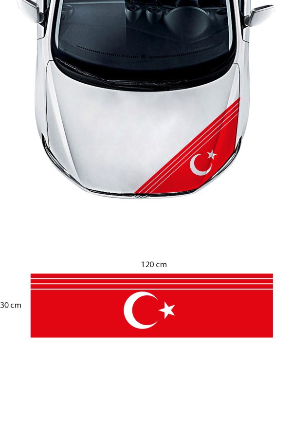 Ay Yıldız Kaput Şerit Oto Sticker 120 cm x 30 cm