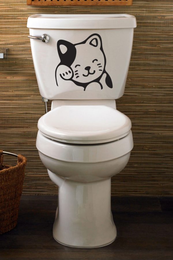 Sevimli Kedi Figür Klozet Sticker - Home Sticker - Duvar Sticker