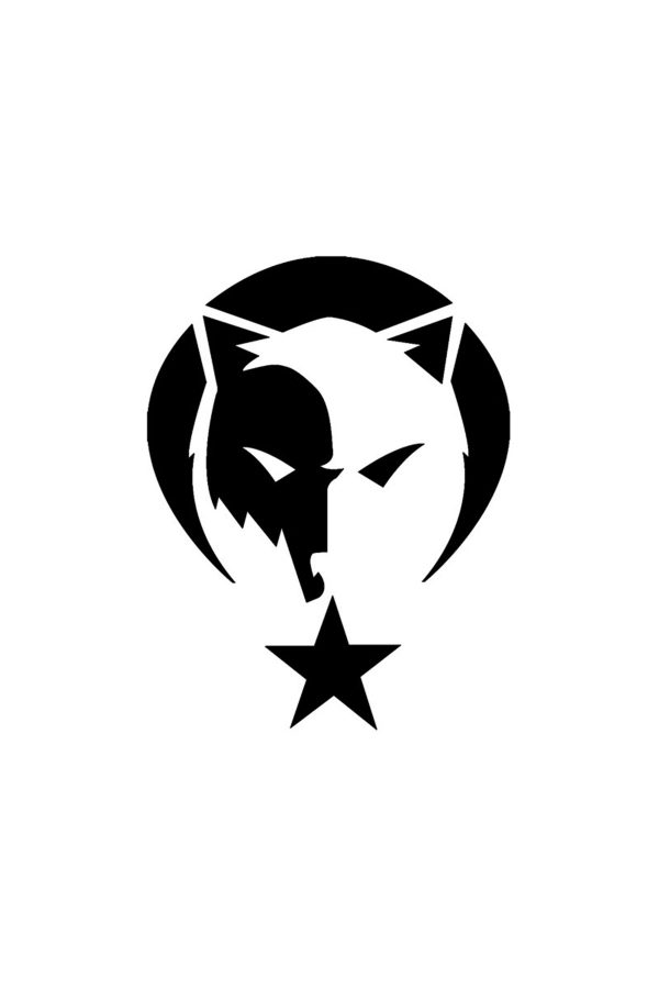 Göktürkçe Ay Yıldızlı Büyük Bozkurt Sticker - Oto Sticker - 30 cm