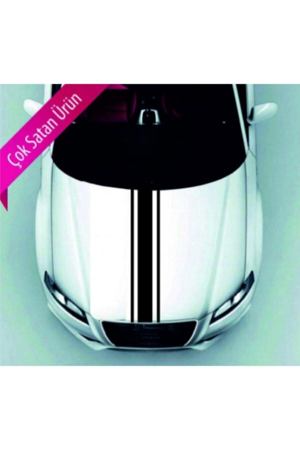 Ön Kaput Siyah Çift Çizgili Şerit Sticker
