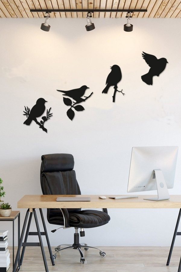 Dekoratif Modern Dörtlü Kuş Duvar Sticker - Home Sticker - Duvar Sticker
