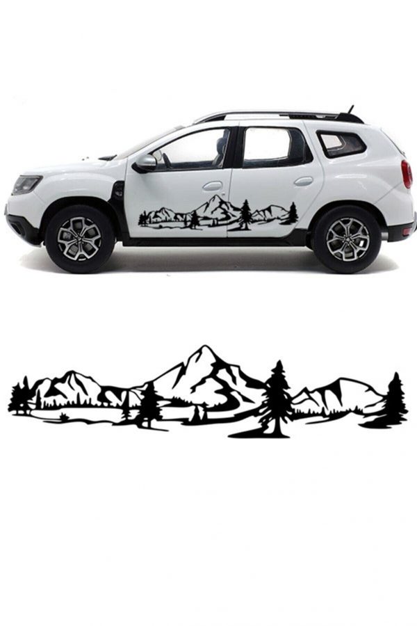 2 Adet Siyah Dağ Manzara Off Road Kamp Oto Sticker Araba Sticker Modifiye Tuning Çıkartma Etiket