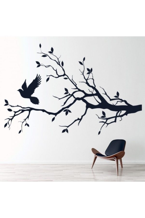 Ağaç Ve Kuş Desenli Sticker - Home Sticker - Duvar Sticker