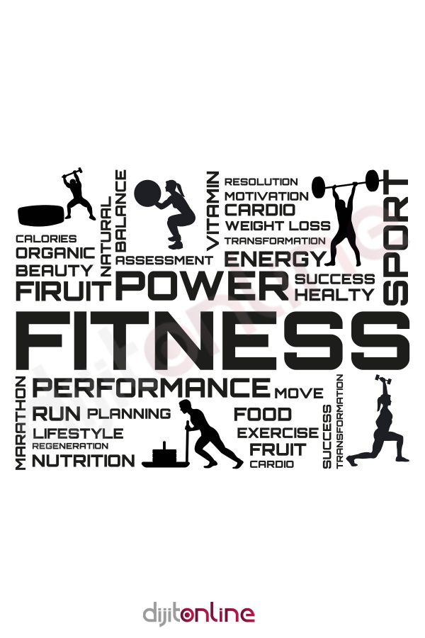 Spor Gym Fitness Center Dekoratif Duvar Sticker 114 cm x87 cm