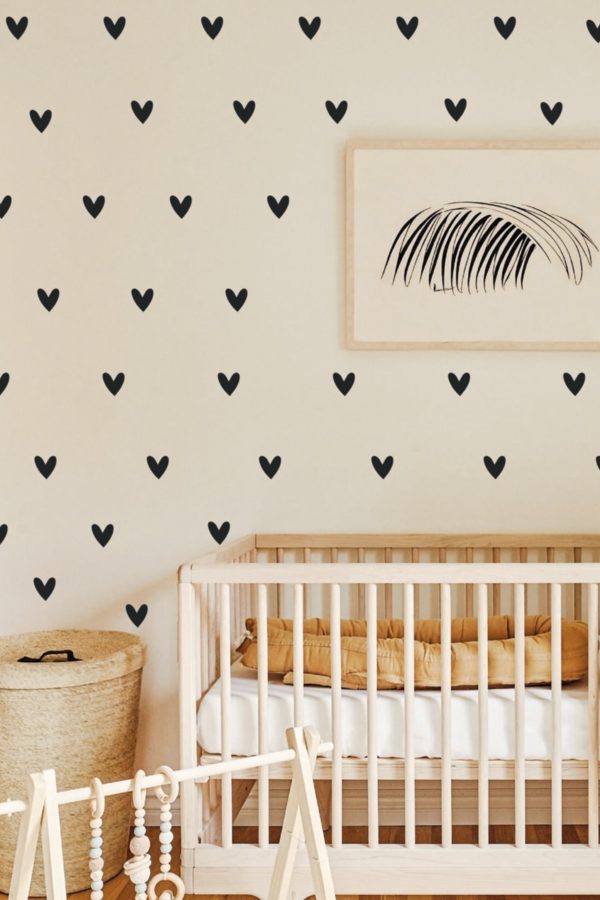 Siyah Şirin Kalp Çocuk Odası - Home Sticker - Duvar Sticker