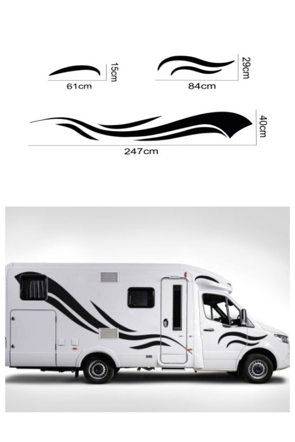 2 adet Karavan Şerit Sticker 61x15cm 84x39cm 247x40cm