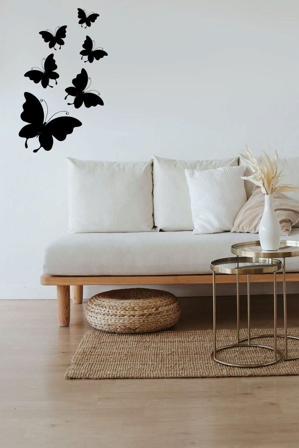 Siyah Dekoratif Kelebek Sticker - Duvar Sticker 43x70 Cm