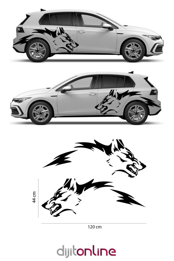 2 Adet Kurt Sticker Kurt Oto Sticker - Oto Cam Sticker 120x44 Cm