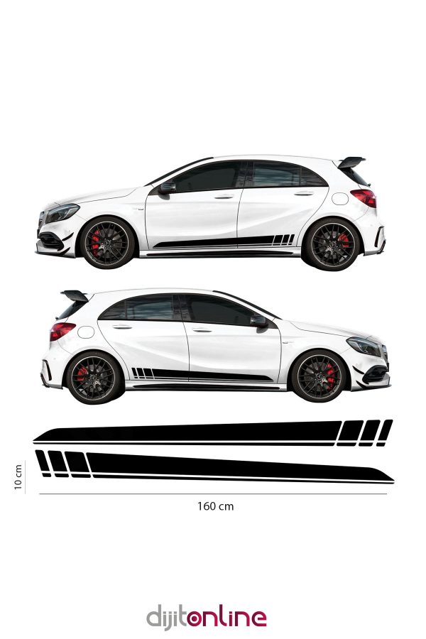 2 Adet Sağ ve Sol Marşpiyel Şerit Sticker - Oto Sticker - 10cm x 160cm