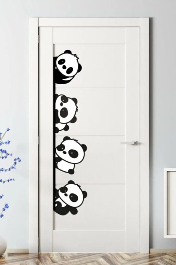 Sevimli Pandalar Kapı – Dolap Veya Duvar Sticker Seti - Home Sticker - Duvar Sticker