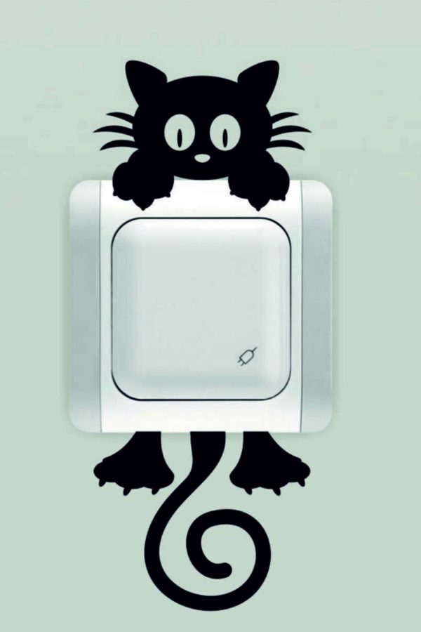 Kedi Priz Sticker - Home Sticker - Duvar Sticker