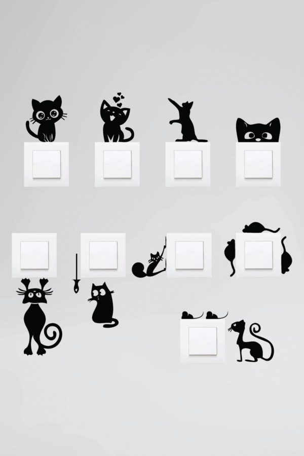 Priz Kedi Sticker Set - Home Sticker - Duvar Sticker