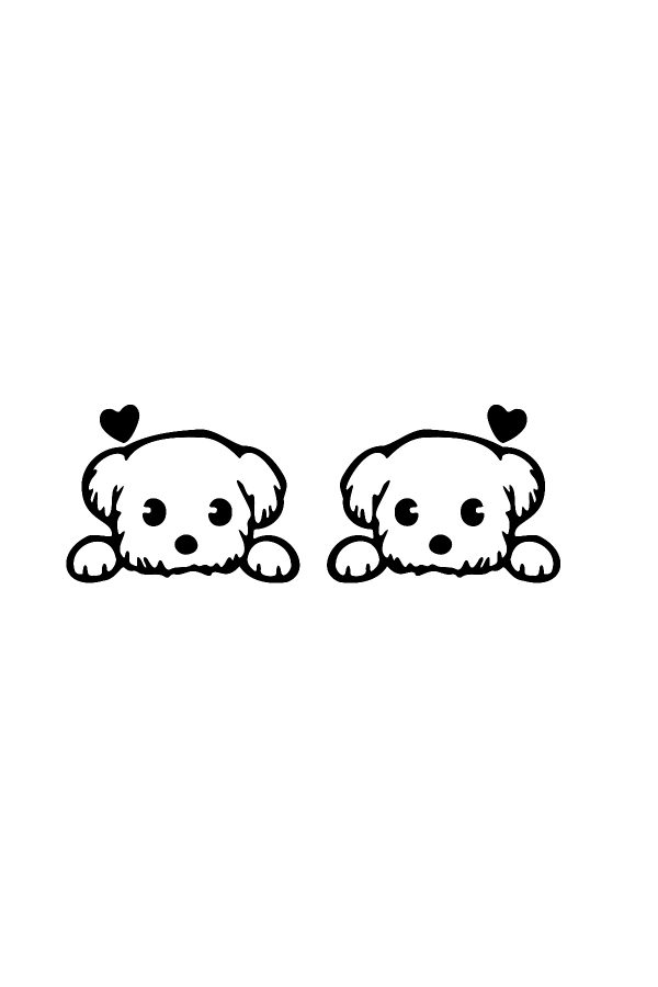Sevimli Köpek Dost Araba Sticker 15x11cm