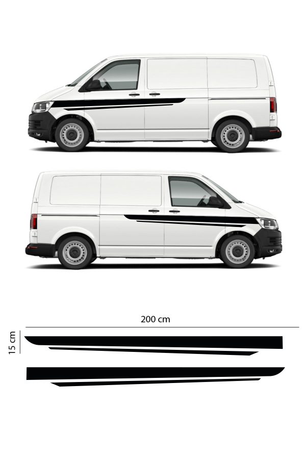 2 Adet - Minibüs - Ticari Araç Sticker- Yan Şerit Sticker - 200cm x 15 cm