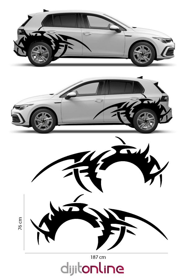 2 Adet Yan Çamurluk sticker - Oto Sticker -Araba Sticker 187x76cm