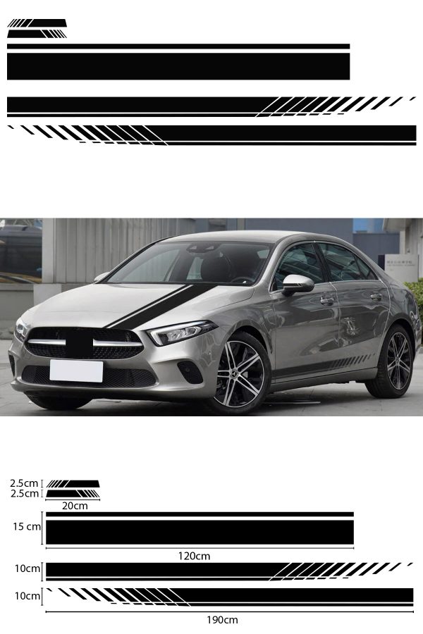 Marşpiyel ,Şerit kaput,Yan ayna Oto Sticker - Araba Sticker 190x10cm,120x15cm,20x2.5cm