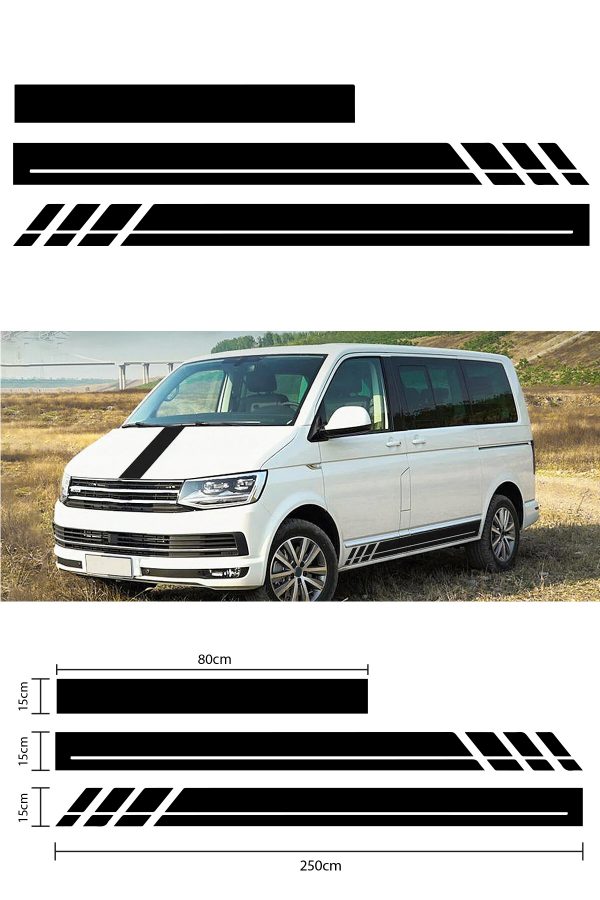 Transporter 3 Parça - Araba Sticker Oto Sticker 85x15 - 250x15cm