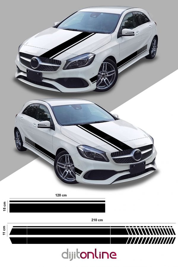 7 Parça - Araba Spor Sticker - Oto Sticker - Araba Sticker - 120 Cm X15 Cm - 210 Cm X 11 Cm
