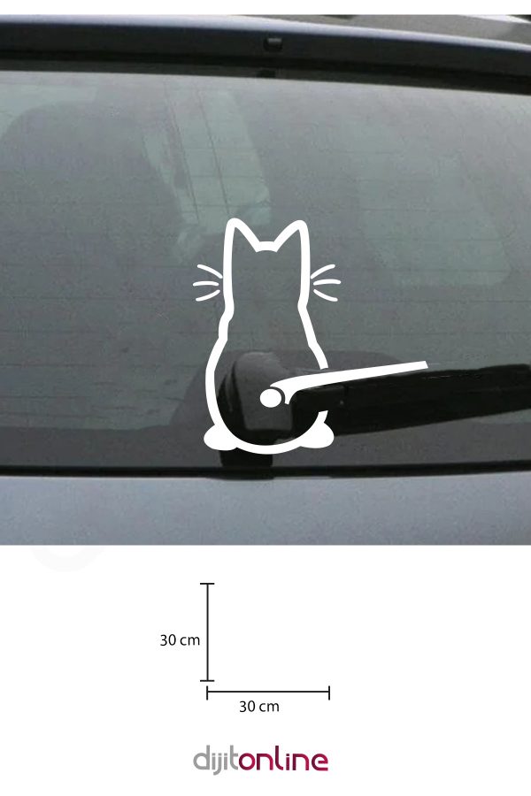Arka Cam - Kedi - Oto Sticker - 30 cm