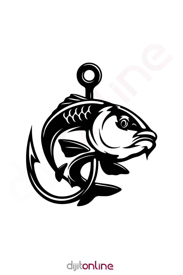 Kanca Balık Araba Sticker Oto Sticker 30x27cm