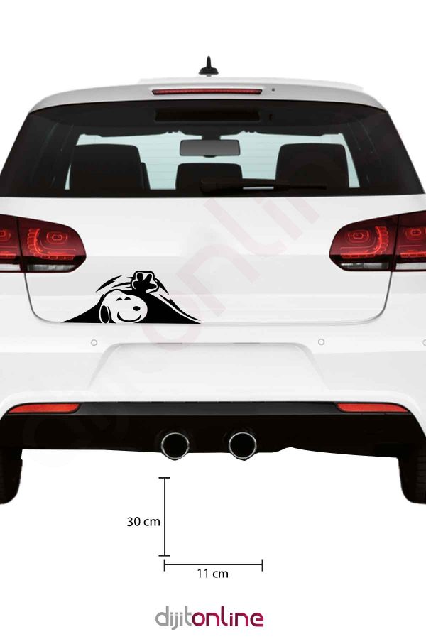 bagajdan bakan snopy - Oto Sticker 30x11cm