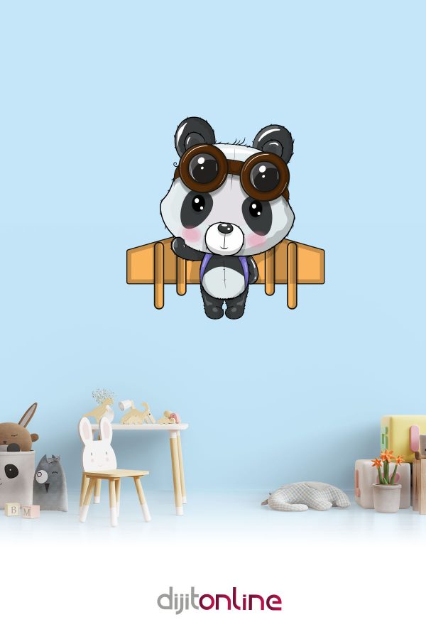 Pilot Panda Sticker - Çocuk Odası - 80x81cm