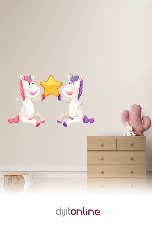 Uçan Atlar Sticker - Çocuk Odası Sticker - 105x65cm