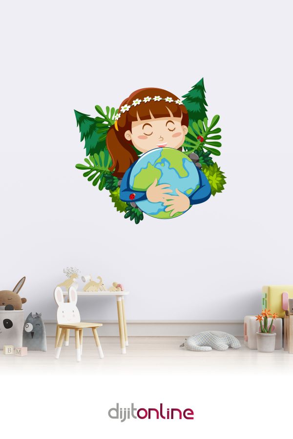 Sevimli Dünya - Duvar Sticker - 100x90cm