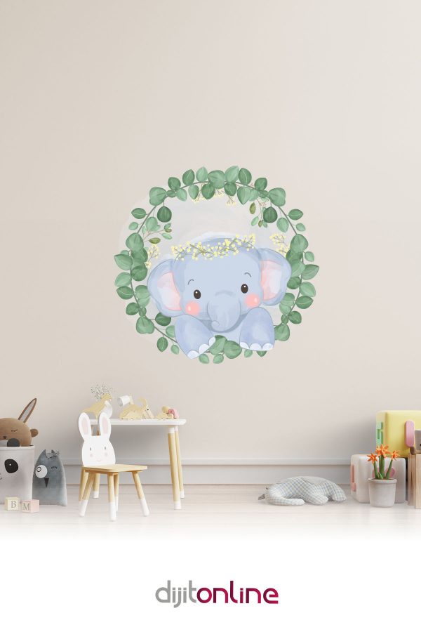 Sevimli Fil Sticker - Çocuk Odası Sticker - 80x80cm