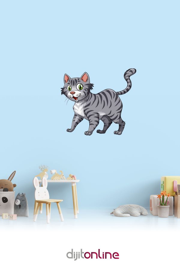 Sevimli Kedicik Sticker - Çocuk Odası Sticker - 70x60cm