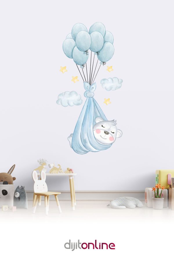 Uyuyan Sevimli Ayı Sticker - Duvar Sticker 120x60cm