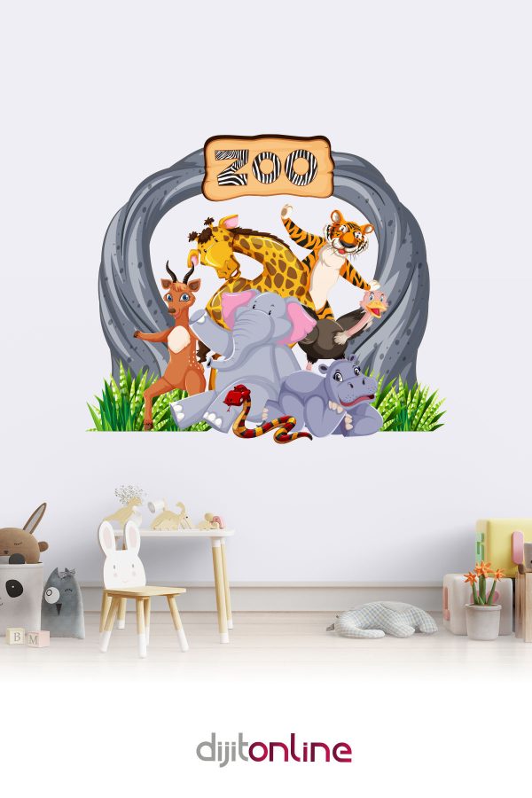 Hayvanlar Alemi Sticker - Çocuk Odası - 100x85cm