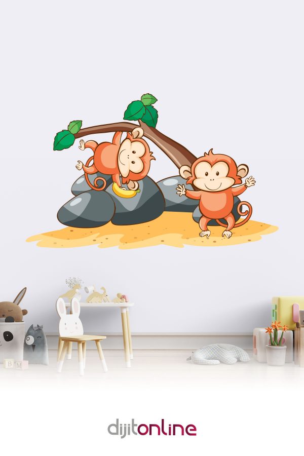 Sevimli Maymun Sticker - Duvar Sticker 100x60cm