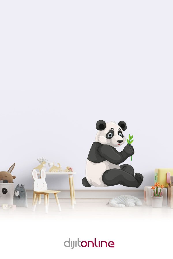 Sevimli Panda - Duvar Sticker 70x63cm