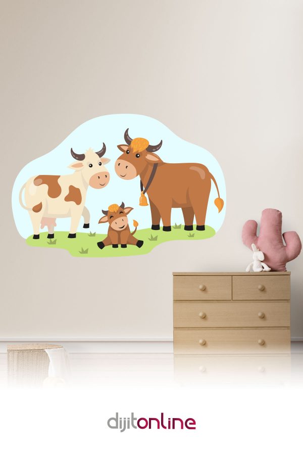 Sevimli İnek Sticker - Duvar Sticker 100x65cm
