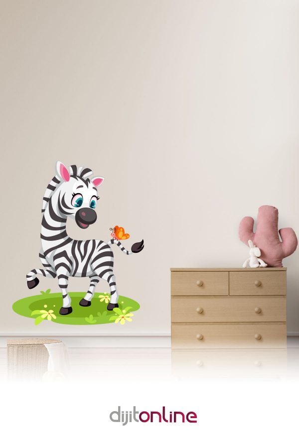 Sevimli Zebra - Duvar Sticker 80x65cm