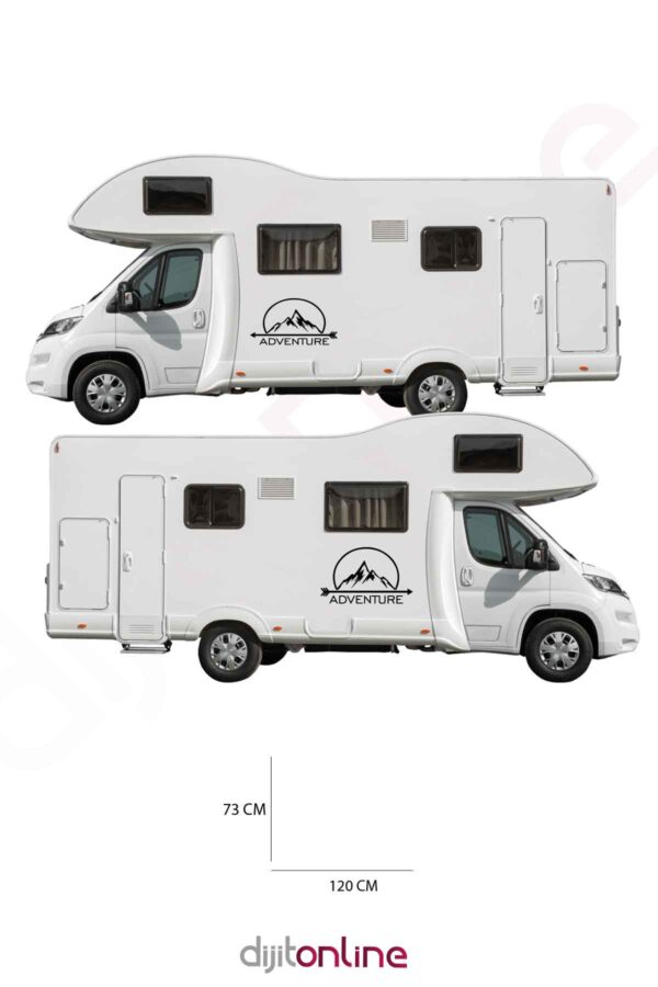 2 Adet Karavan Macera Sticker - Dağ Sticker - 120x73 Cm