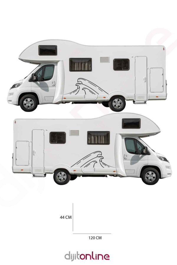 2 Adet Karavan Dalga Sticker - 120x44 Cm
