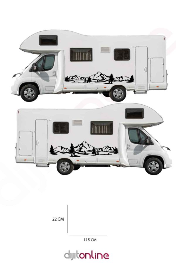 2 Adet Karavan Sticker - Dağ Sticker - 115x22 Cm