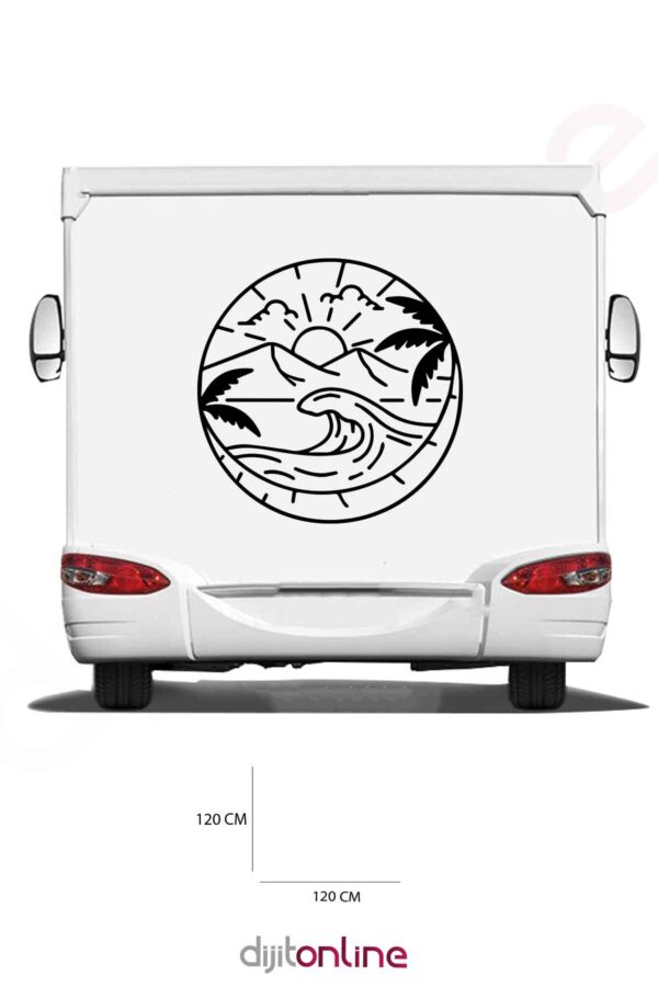 Karavan Arkası Sticker - Dalga Sticker - Doğa Sticker - 120x120 Cm