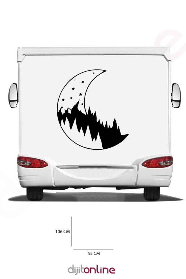Karavan Ay Sticker - Dağ Sticker - 106x95 Cm