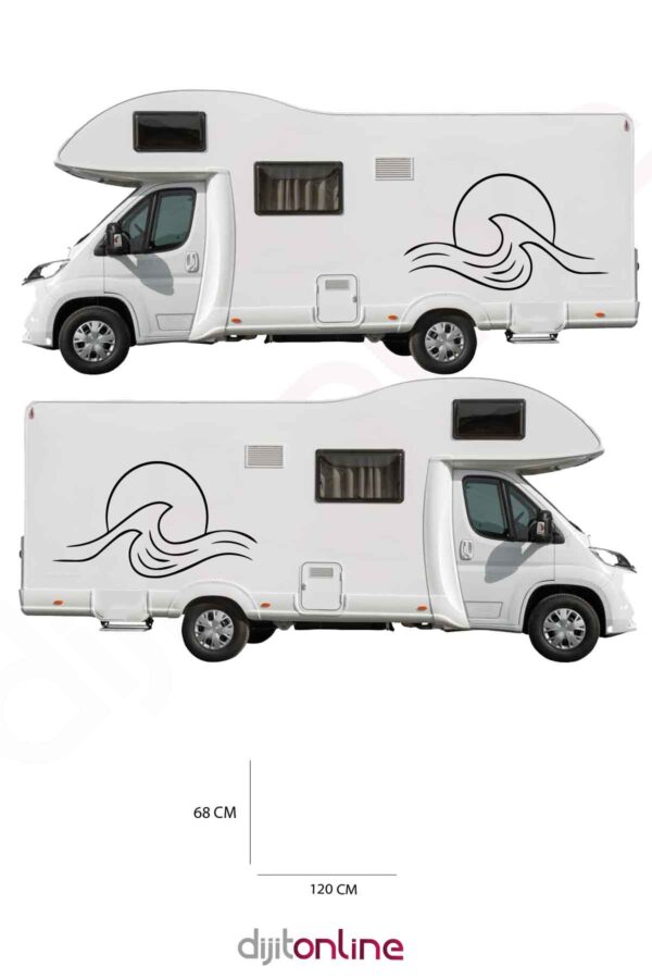 2 Adet Karavan Sticker - Dalga Sticker - 120x68 Cm