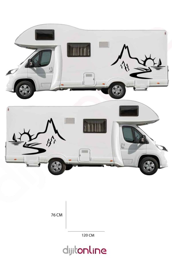 2 Adet Karavan Deniz Manzara Sticker - 120x76 Cm